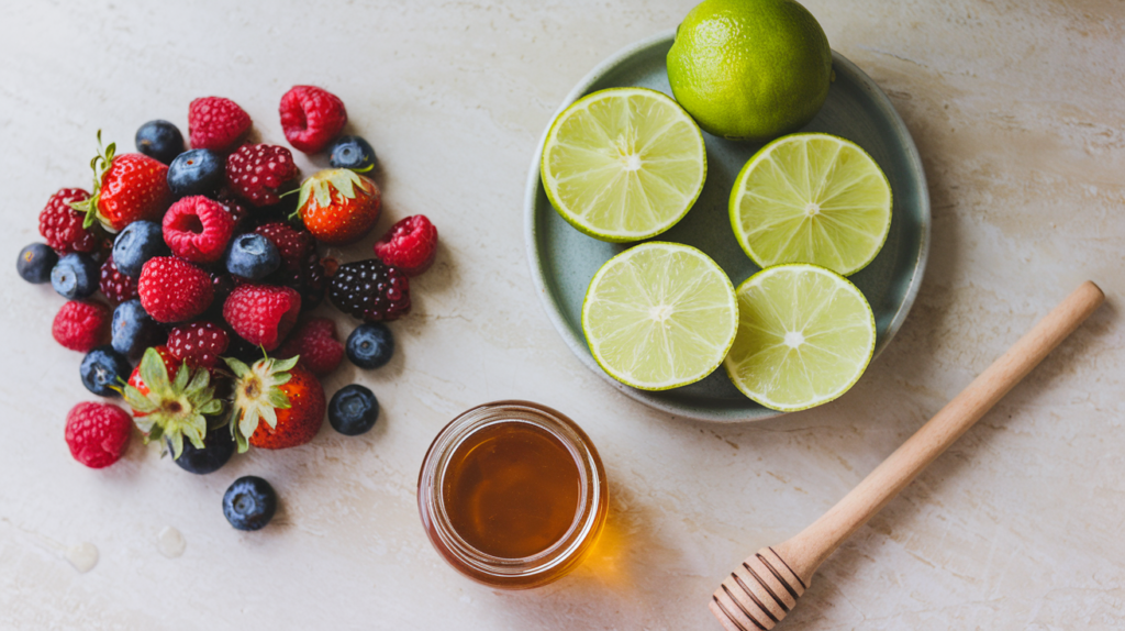 The ingredients for a simple but refreshing mixed berry salad.